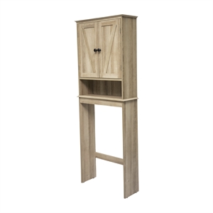 Farmhouse Over the Toilet Cabinet with Shelves and Magnetic Closure Doors-Brown
