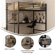 Sturdy Metal Loft Bed Frame in Black with Desk and Safety Rails - Twin