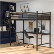 Sturdy Metal Loft Bed Frame in Black with Desk and Safety Rails - Twin