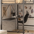 Sturdy Metal Loft Bed Frame in Black with Desk and Safety Rails - Twin