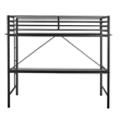 Sturdy Metal Loft Bed Frame in Black with Desk and Safety Rails - Twin