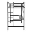 Sturdy Metal Loft Bed Frame in Black with Desk and Safety Rails - Twin