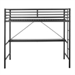 Sturdy Metal Loft Bed Frame in Black with Desk and Safety Rails - Twin