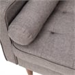 Compact Slate Gray Faux Linen Upholstered Tufted Sofa with Wooden Legs