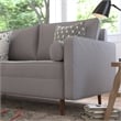 Compact Slate Gray Faux Linen Upholstered Tufted Sofa with Wooden Legs