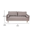 Compact Slate Gray Faux Linen Upholstered Tufted Sofa with Wooden Legs