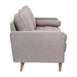 Compact Slate Gray Faux Linen Upholstered Tufted Sofa with Wooden Legs