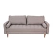 Compact Slate Gray Faux Linen Upholstered Tufted Sofa with Wooden Legs