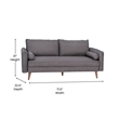 Compact Stone Gray Faux Linen Upholstered Sofa with Wooden Legs