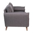 Compact Stone Gray Faux Linen Upholstered Sofa with Wooden Legs