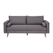 Compact Stone Gray Faux Linen Upholstered Sofa with Wooden Legs
