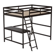 Full Size Traditional Wood Slat Loft Bed with Integrated Desk & Ladder-Espresso