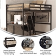 Full Size Traditional Wood Slat Loft Bed with Integrated Desk & Ladder-Espresso