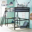 Full Size Traditional Wood Slat Loft Bed with Integrated Desk & Ladder-Espresso