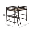 Full Size Traditional Wood Slat Loft Bed with Integrated Desk & Ladder-Espresso