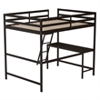 Full Size Traditional Wood Slat Loft Bed with Integrated Desk & Ladder-Espresso
