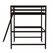 Full Size Traditional Wood Slat Loft Bed with Integrated Desk & Ladder-Espresso