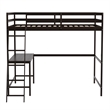 Full Size Traditional Wood Slat Loft Bed with Integrated Desk & Ladder-Espresso