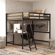 Full Size Traditional Wood Slat Loft Bed with Integrated Desk & Ladder-Espresso