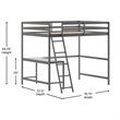 Full Size Traditional Wood Slat Loft Bed with Integrated Desk & Ladder-Lt Gray