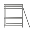 Full Size Traditional Wood Slat Loft Bed with Integrated Desk & Ladder-Lt Gray