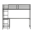 Full Size Traditional Wood Slat Loft Bed with Integrated Desk & Ladder-Lt Gray