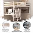 Full Size Traditional Wood Slat Loft Bed with Integrated Desk & Ladder-White