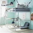 Full Size Traditional Wood Slat Loft Bed with Integrated Desk & Ladder-White
