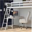 Full Size Traditional Wood Slat Loft Bed with Integrated Desk & Ladder-White