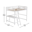 Full Size Traditional Wood Slat Loft Bed with Integrated Desk & Ladder-White