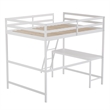Full Size Traditional Wood Slat Loft Bed with Integrated Desk & Ladder-White