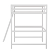 Full Size Traditional Wood Slat Loft Bed with Integrated Desk & Ladder-White