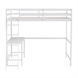 Full Size Traditional Wood Slat Loft Bed with Integrated Desk & Ladder-White
