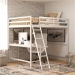 Full Size Traditional Wood Slat Loft Bed with Integrated Desk & Ladder-White