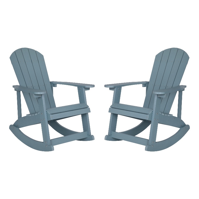 Adirondack Poly Resin Rocking Chairs for Indoor/Outdoor Use in Sea Foam - 2 Pack