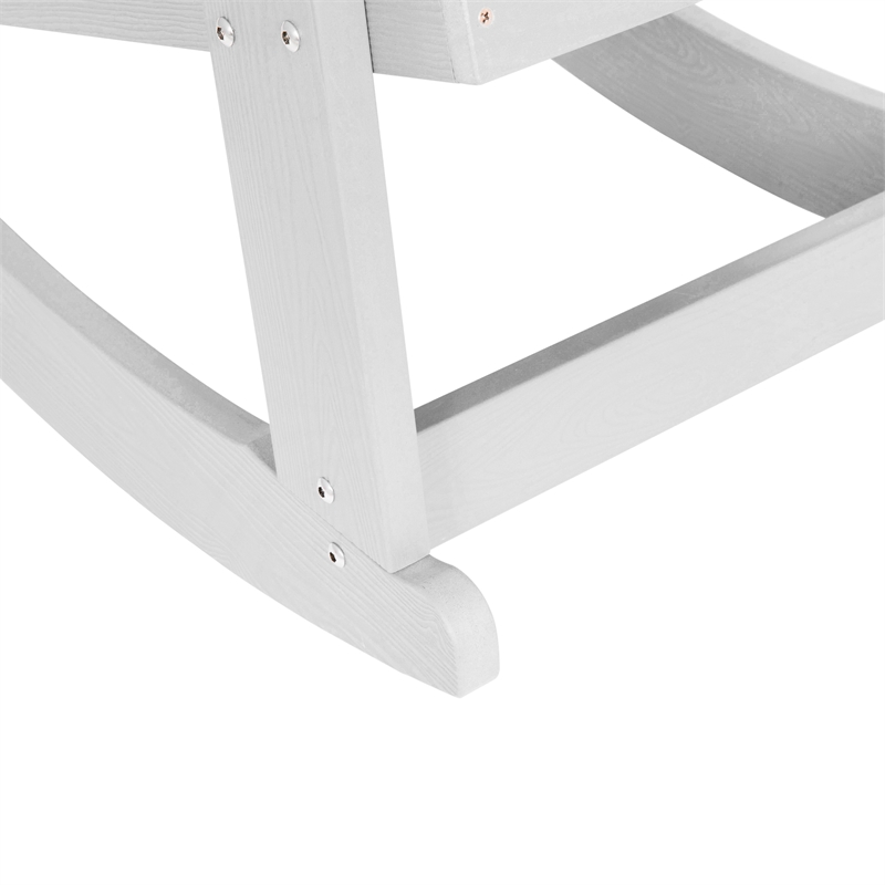 Adirondack Style Poly Resin Wood Rocking Chair for Indoor/Outdoor Use - White