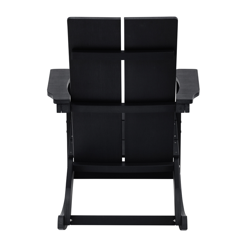 Indoor/Outdoor modern 2-Slat Adirondack Poly Resin Rockers in Black - Set of 2