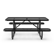 Commercial 6' Rectangular Expanded Mesh Metal Picnic Table with Anchors - Black