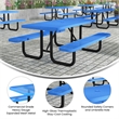 Commercial 6' Rectangle Mesh Metal Outdoor Picnic Table with Ground Anchors-Blue
