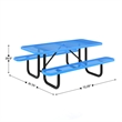 Commercial 6' Rectangle Mesh Metal Outdoor Picnic Table with Ground Anchors-Blue