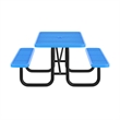 Commercial 6' Rectangle Mesh Metal Outdoor Picnic Table with Ground Anchors-Blue