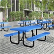 Commercial 6' Rectangle Mesh Metal Outdoor Picnic Table with Ground Anchors-Blue