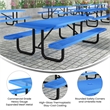 Commercial 8' Rectangle Mesh Metal Outdoor Picnic Table with Ground Anchors-Blue