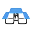 Commercial 8' Rectangle Mesh Metal Outdoor Picnic Table with Ground Anchors-Blue
