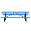 Commercial 8' Rectangle Mesh Metal Outdoor Picnic Table with Ground Anchors-Blue