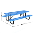 Commercial 8' Rectangle Mesh Metal Outdoor Picnic Table with Ground Anchors-Blue