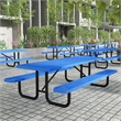 Commercial 8' Rectangle Mesh Metal Outdoor Picnic Table with Ground Anchors-Blue