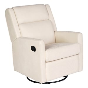 Manual Rocking Recliner Chair with 360 Swivel and Gliding Motion in Cream