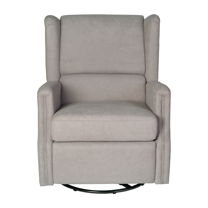 Wingback Manual Rocking Glider Recliner Chair with 360 Swivel in Light Gray