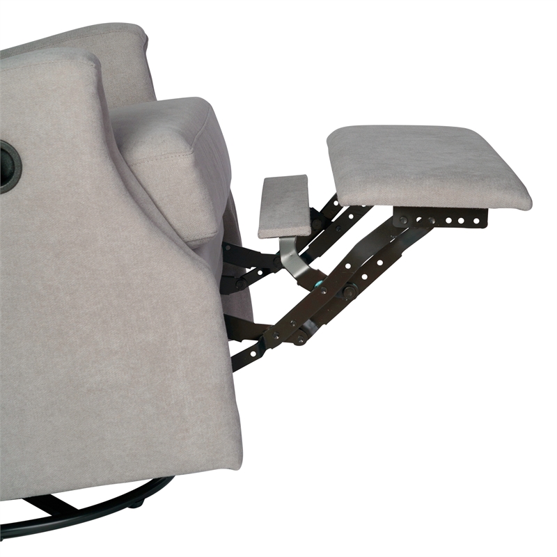 Wingback Manual Rocking Glider Recliner Chair with 360 Swivel in Light Gray